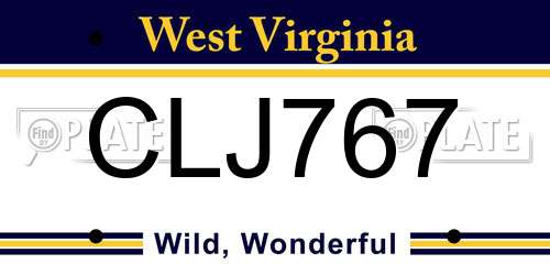 CLJ767 West Virginia License Plate