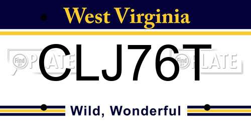 CLJ76T West Virginia License Plate