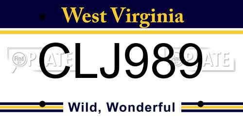 CLJ989 West Virginia License Plate