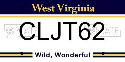 CLJT62 West Virginia License Plate