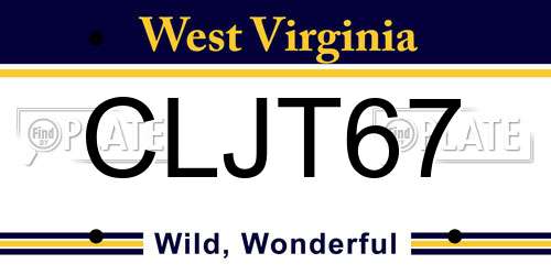 CLJT67 West Virginia License Plate