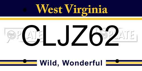 CLJZ62 West Virginia License Plate