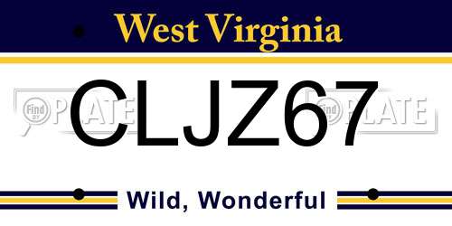 CLJZ67 West Virginia License Plate