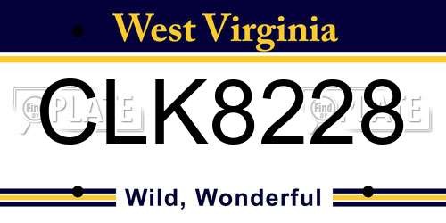 CLK8228 West Virginia License Plate