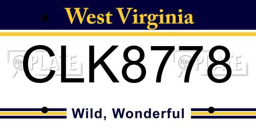 CLK8778 West Virginia License Plate