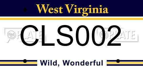 CLS002 West Virginia License Plate