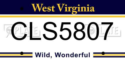CLS5807 West Virginia License Plate