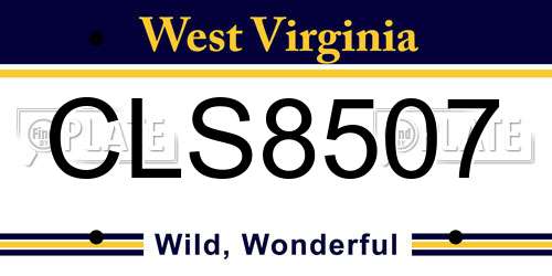 CLS8507 West Virginia License Plate