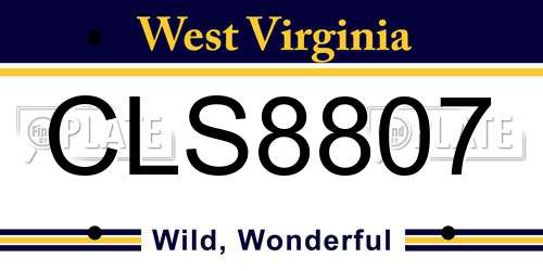 CLS8807 West Virginia License Plate