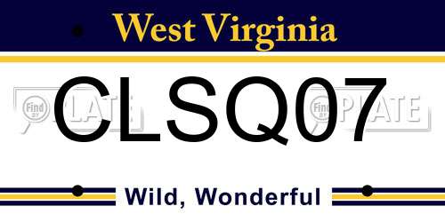 CLSQ07 West Virginia License Plate