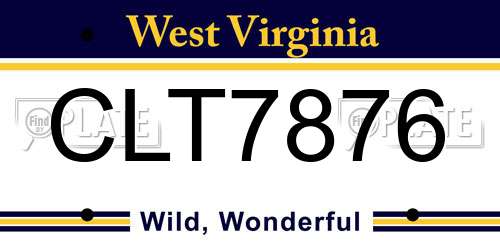 CLT7876 West Virginia License Plate