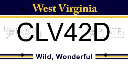 CLV42D West Virginia License Plate