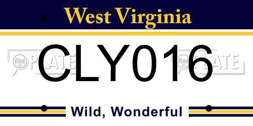 CLY016 West Virginia License Plate