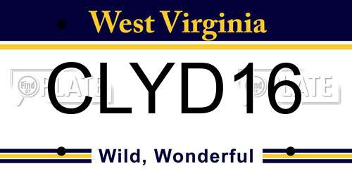 CLYD16 West Virginia License Plate