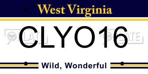 CLYO16 West Virginia License Plate