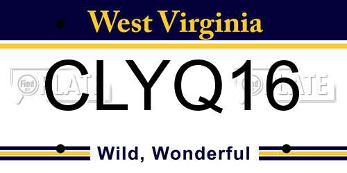 CLYQ16 West Virginia License Plate