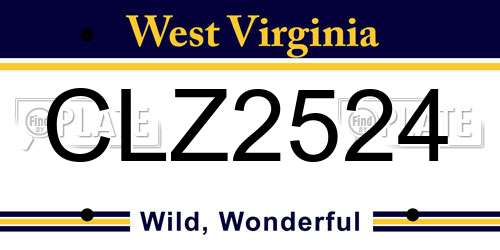 CLZ2524 West Virginia License Plate