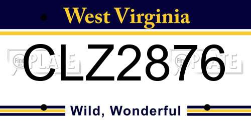 CLZ2876 West Virginia License Plate