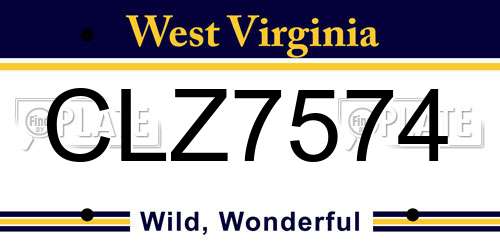 CLZ7574 West Virginia License Plate