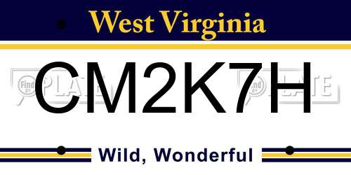 CM2K7H West Virginia License Plate