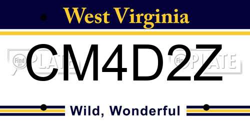 CM4D2Z West Virginia License Plate