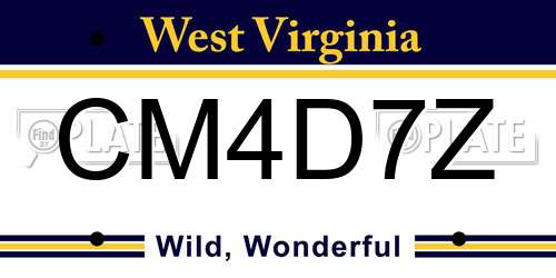 CM4D7Z West Virginia License Plate