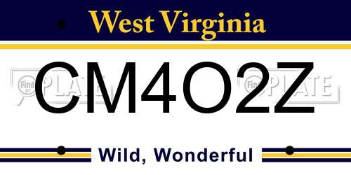 CM4O2Z West Virginia License Plate