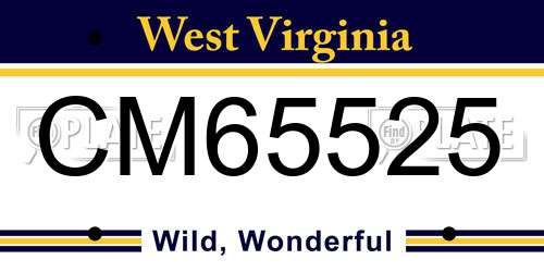 CM65525 West Virginia License Plate