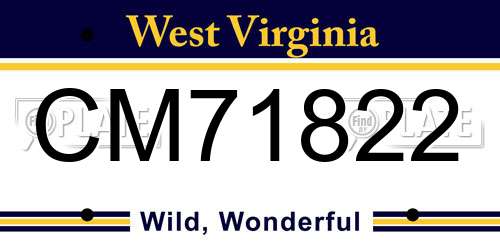 CM71822 West Virginia License Plate