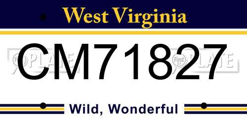 CM71827 West Virginia License Plate