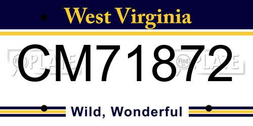 CM71872 West Virginia License Plate