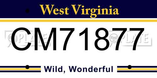 CM71877 West Virginia License Plate
