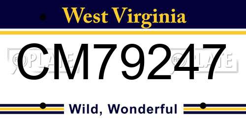 CM79247 West Virginia License Plate