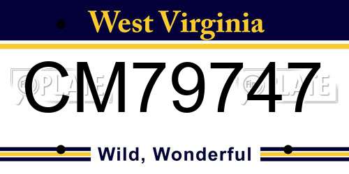 CM79747 West Virginia License Plate
