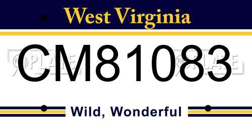 CM81083 West Virginia License Plate