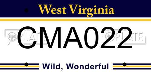 CMA022 West Virginia License Plate