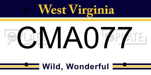 CMA077 West Virginia License Plate