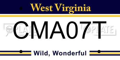 CMA07T West Virginia License Plate