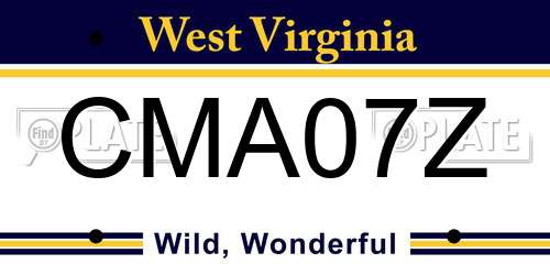 CMA07Z West Virginia License Plate