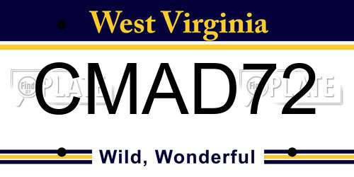 CMAD72 West Virginia License Plate