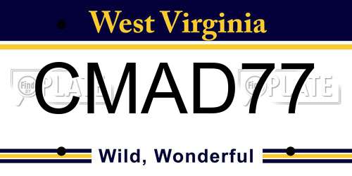 CMAD77 West Virginia License Plate