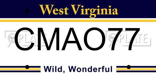 CMAO77 West Virginia License Plate