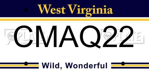 CMAQ22 West Virginia License Plate