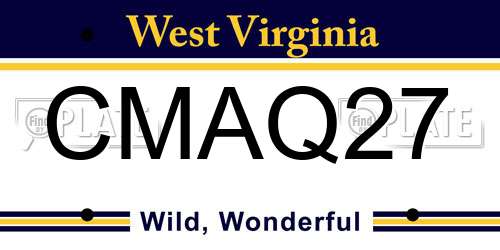 CMAQ27 West Virginia License Plate