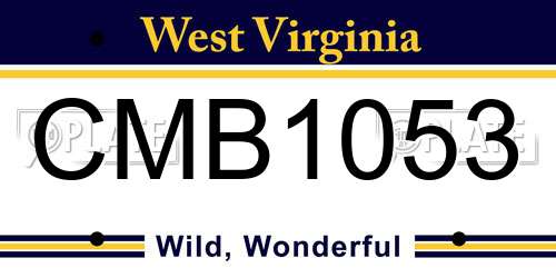CMB1053 West Virginia License Plate