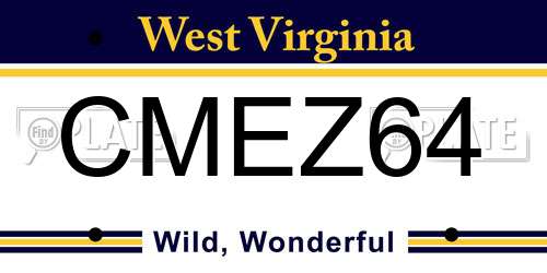 CMEZ64 West Virginia License Plate
