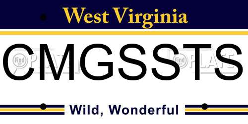 CMGSSTS West Virginia License Plate