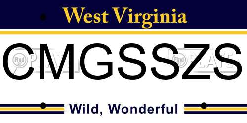 CMGSSZS West Virginia License Plate
