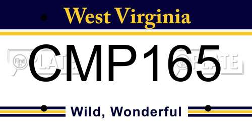CMP165 West Virginia License Plate