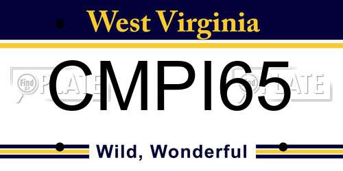 CMPI65 West Virginia License Plate
